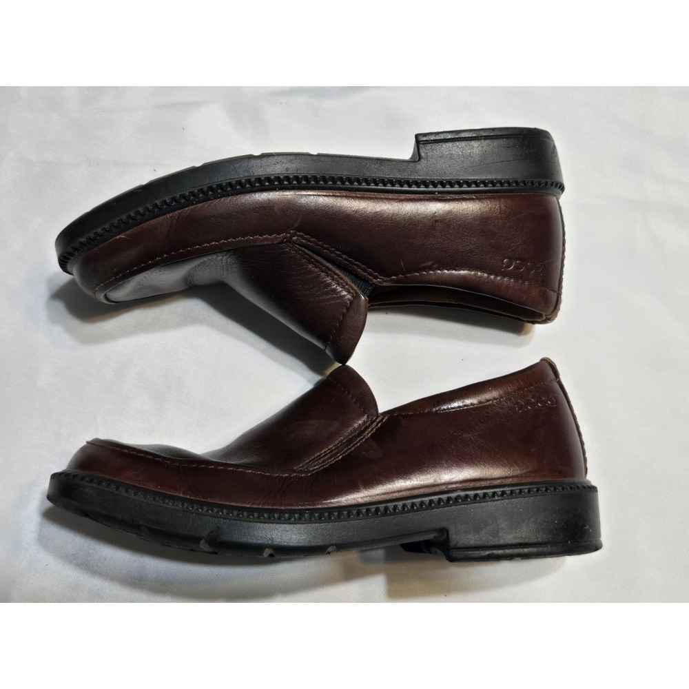 ECCO Boys Brown Leather Slip On Loafers Size EUR 30/ US 12 Slip Resist Preppy